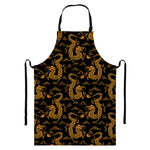 Eastern Dragon Pattern Print Bib Apron With Pocket