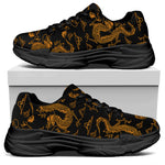 Eastern Dragon Pattern Print Black Chunky Shoes