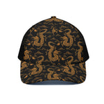 Eastern Dragon Pattern Print Black Mesh Trucker Cap