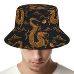Eastern Dragon Pattern Print Bucket Hat