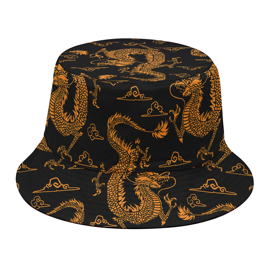 Eastern Dragon Pattern Print Bucket Hat