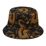 Eastern Dragon Pattern Print Bucket Hat