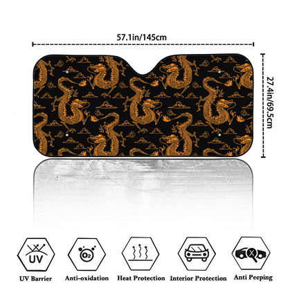 Eastern Dragon Pattern Print Car Windshield Sun Shade