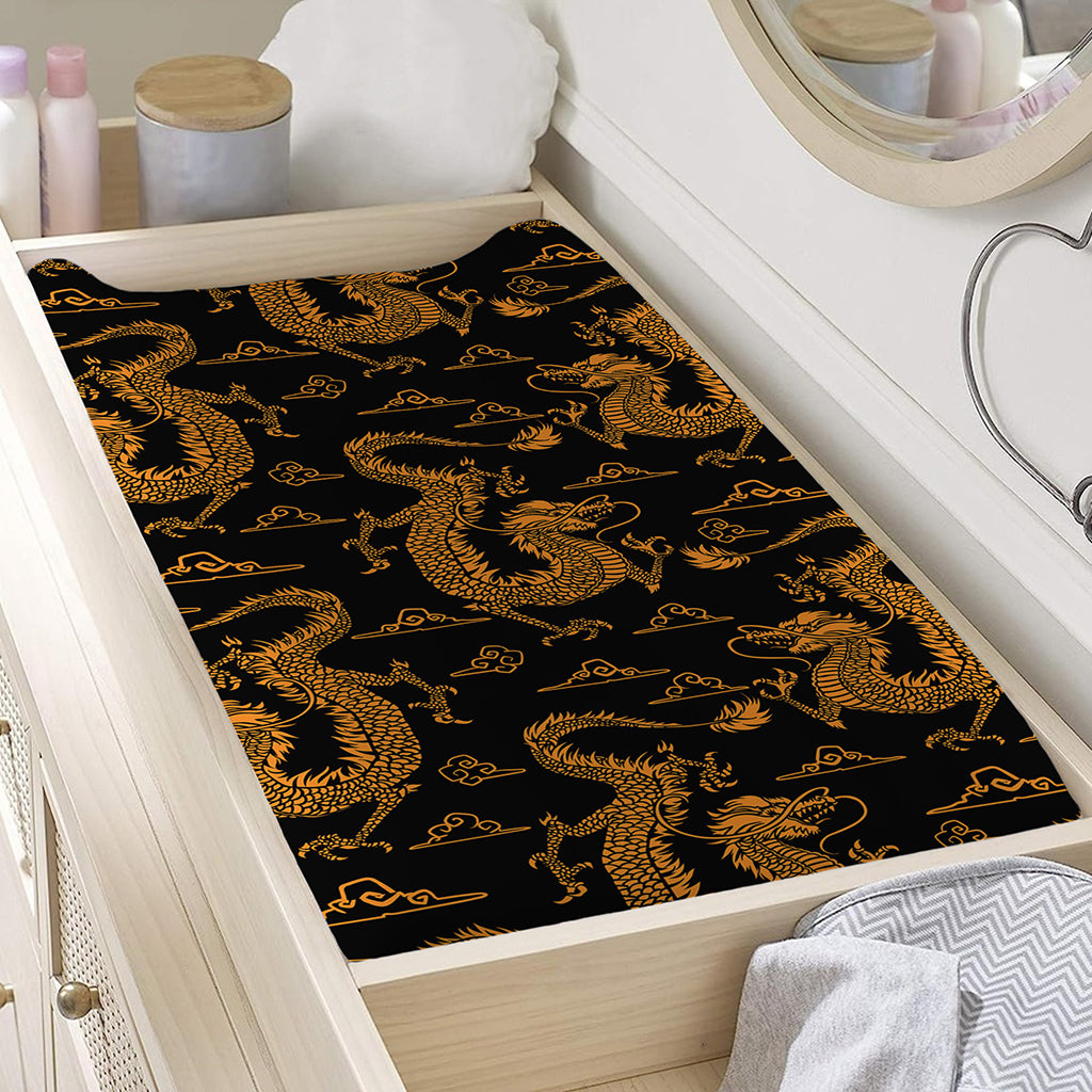 Eastern Dragon Pattern Print Changing Pad Cover
