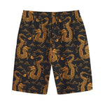 Eastern Dragon Pattern Print Cotton Shorts