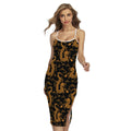 Eastern Dragon Pattern Print Cross Back Cami Dress