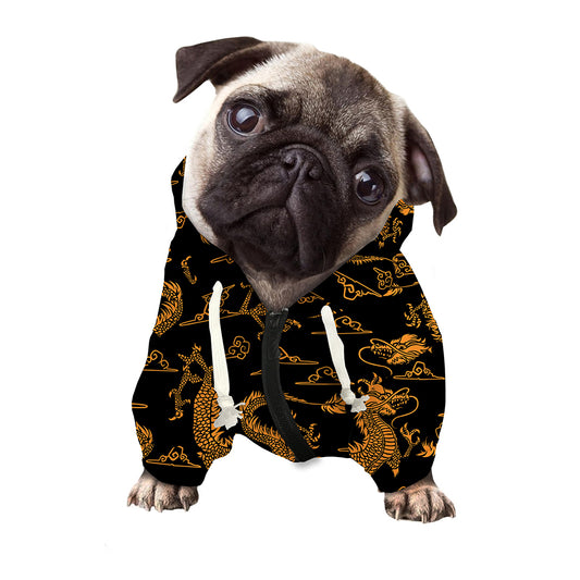 Eastern Dragon Pattern Print Dog Zip Up Hoodie