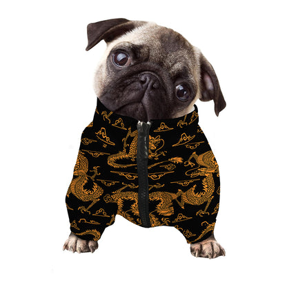 Eastern Dragon Pattern Print Dog Zip Up Jacket