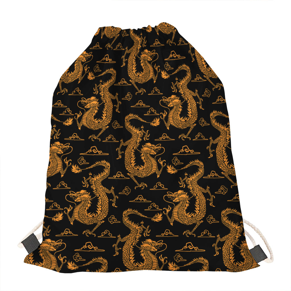 Eastern Dragon Pattern Print Drawstring Bag