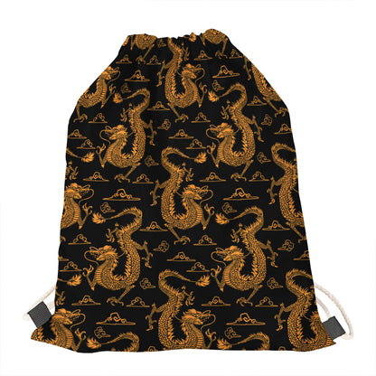 Eastern Dragon Pattern Print Drawstring Bag