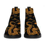 Eastern Dragon Pattern Print Flat Ankle Boots