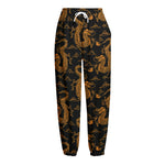 Eastern Dragon Pattern Print Fleece Lined Knit Pants