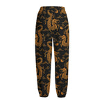 Eastern Dragon Pattern Print Fleece Lined Knit Pants