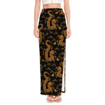 Eastern Dragon Pattern Print High Slit Maxi Skirt