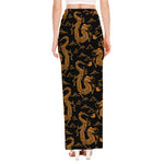 Eastern Dragon Pattern Print High Slit Maxi Skirt