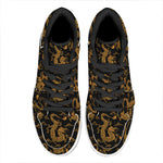 Eastern Dragon Pattern Print High Top Leather Sneakers