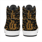 Eastern Dragon Pattern Print High Top Leather Sneakers