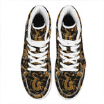 Eastern Dragon Pattern Print High Top Leather Sneakers