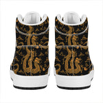 Eastern Dragon Pattern Print High Top Leather Sneakers