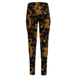Eastern Dragon Pattern Print High-Waisted Pocket Leggings