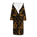 Eastern Dragon Pattern Print Hooded Bathrobe
