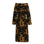 Eastern Dragon Pattern Print Hooded Bathrobe