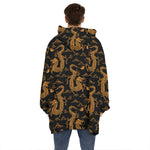 Eastern Dragon Pattern Print Hoodie Blanket