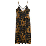 Eastern Dragon Pattern Print Jersey Midi Cami Dress
