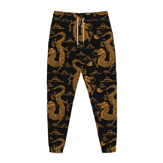 Eastern Dragon Pattern Print Jogger Pants