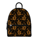 Eastern Dragon Pattern Print Leather Backpack
