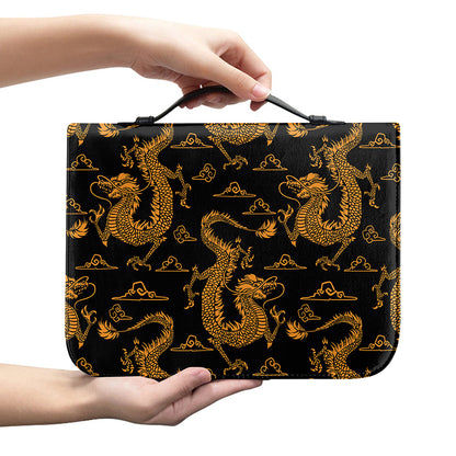 Eastern Dragon Pattern Print Leather Bible Cover