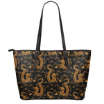 Eastern Dragon Pattern Print Leather Tote Bag