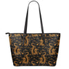 Eastern Dragon Pattern Print Leather Tote Bag