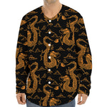 Eastern Dragon Pattern Print Long Sleeve Baseball Jersey