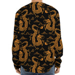 Eastern Dragon Pattern Print Long Sleeve Baseball Jersey