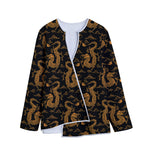 Eastern Dragon Pattern Print Long Sleeve Short Coat