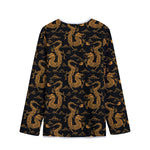 Eastern Dragon Pattern Print Long Sleeve Short Coat