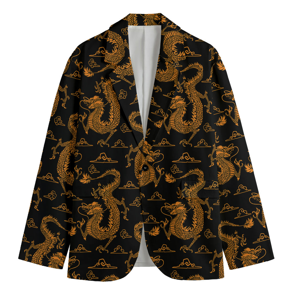 Eastern Dragon Pattern Print Men's Blazer