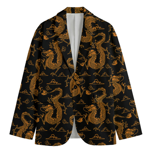 Eastern Dragon Pattern Print Men's Blazer
