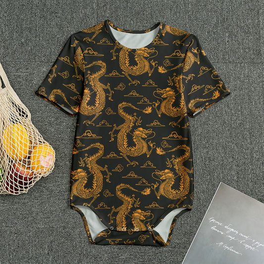 Eastern Dragon Pattern Print Men's Bodysuit
