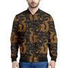 Eastern Dragon Pattern Print Men's Bomber Jacket