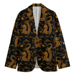 Eastern Dragon Pattern Print Men's Cotton Blazer