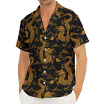 Eastern Dragon Pattern Print Men's Deep V-Neck Shirt