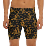 Eastern Dragon Pattern Print Men's Long Boxer Briefs