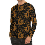 Eastern Dragon Pattern Print Men's Long Sleeve Rash Guard