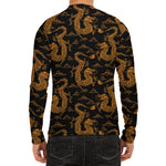 Eastern Dragon Pattern Print Men's Long Sleeve Rash Guard
