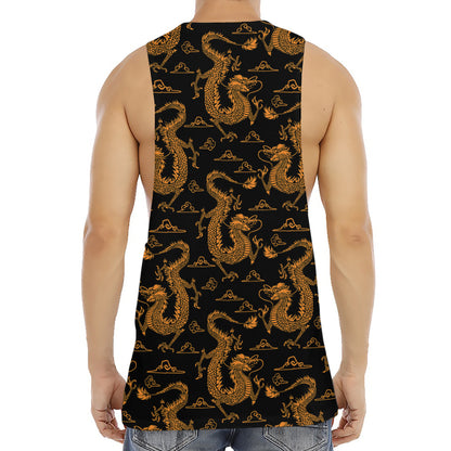 Eastern Dragon Pattern Print Men's Muscle Tank Top