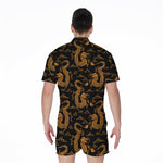 Eastern Dragon Pattern Print Men's Rompers