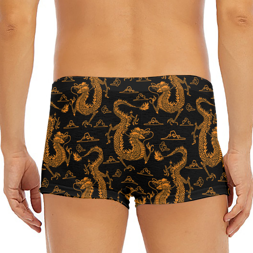 Eastern Dragon Pattern Print Men's Short Boxer Briefs