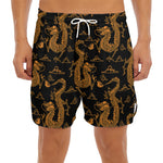 Eastern Dragon Pattern Print Men's Split Running Shorts